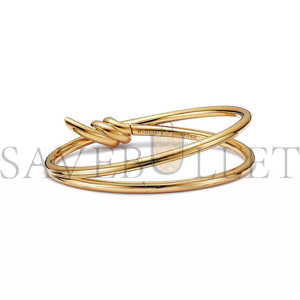 T*f*ny knot double row hinged bangle in yellow gold 68887232